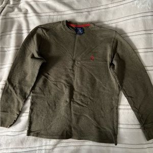 polo ralph lauren khaki green waffle knit thermal sleepwear long sleeve top